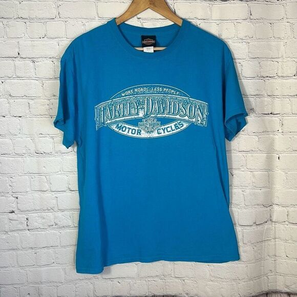 Harley Davidson Turquoise Short Sleeve Tshirt Daytona Beach Fl size L Large - Picture 1 of 7